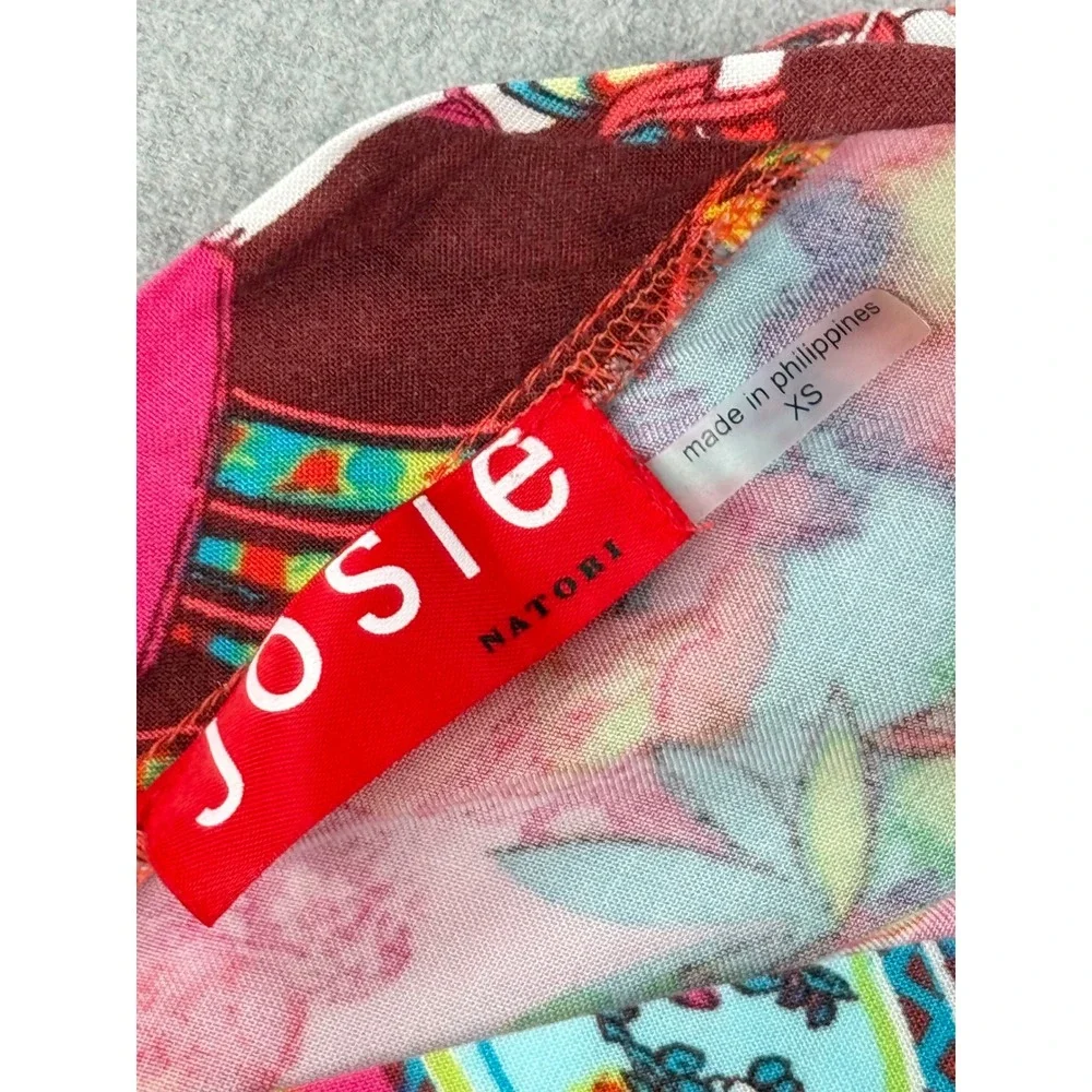 Josie Natori‎ Geisha Floral Print V-Neck Sleep Top Pink Multicolor XS
